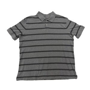 Merona Ultimate Polo Gray Black Striped Short Sleeve Shirt Men's XXL